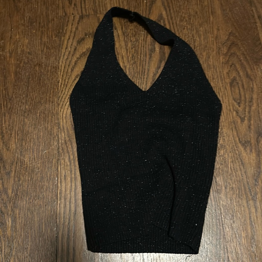 Glittery over the Neck Black Going Out Shirt